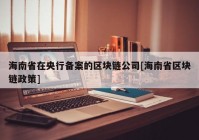 海南省在央行备案的区块链公司[海南省区块链政策]